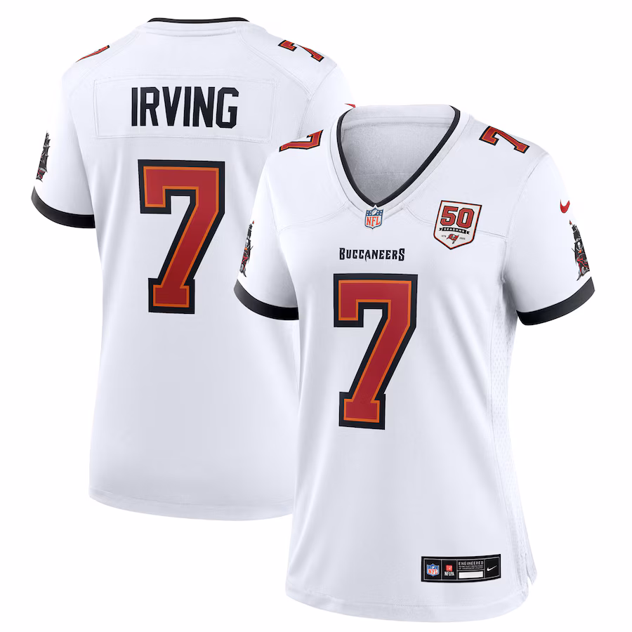 Women's Tampa Bay Buccaneers Bucky Irving Nike White 50th Anniversary Game Jersey - Puhuasuan