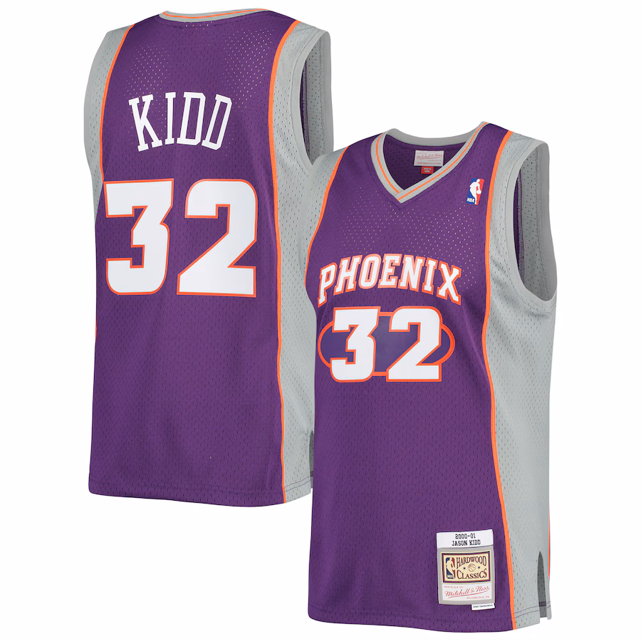 Men's Phoenix Suns Jason Kidd Mitchell & Ness Purple 2001/02 Hardwood Classics Swingman Jersey - Puhuasuan