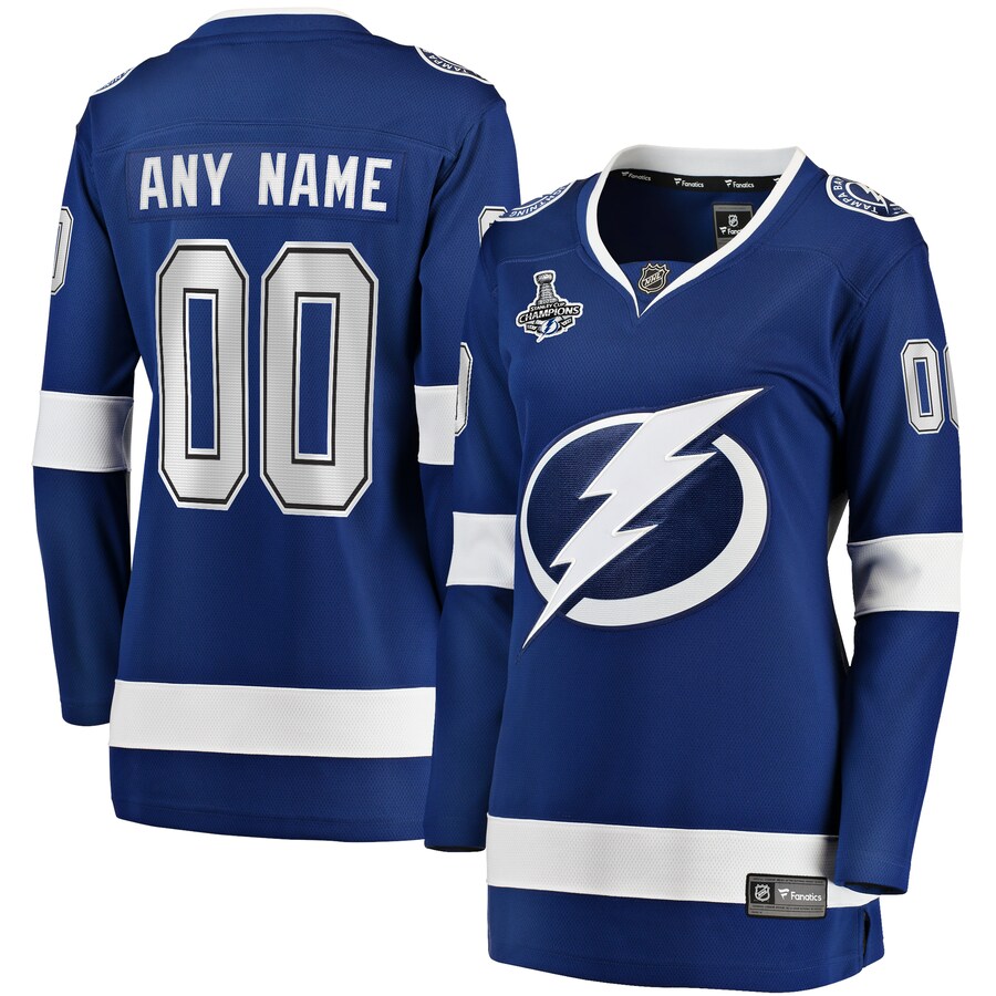 Women's Tampa Bay Lightning Fanatics Branded Blue 2021 Stanley Cup Champions Home Breakaway Custom Jersey - Puhuasuan