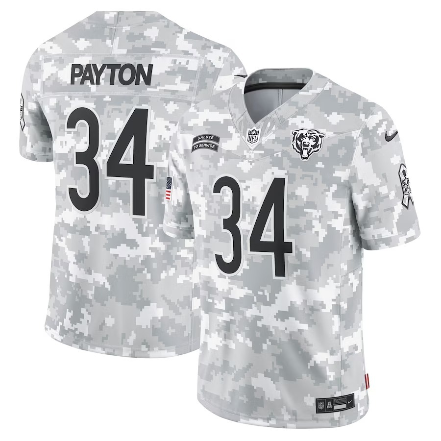 Men's Chicago Bears Walter Payton Nike Arctic Camo 2024 Salute to Service Retired Player Limited Jersey - Puhuasuan
