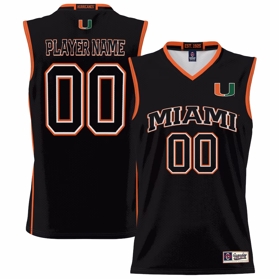 Miami Hurricanes GameDay Greats Youth NIL Pick-A-Player Lightweight Basketball Jersey - Black - Puhuasuan