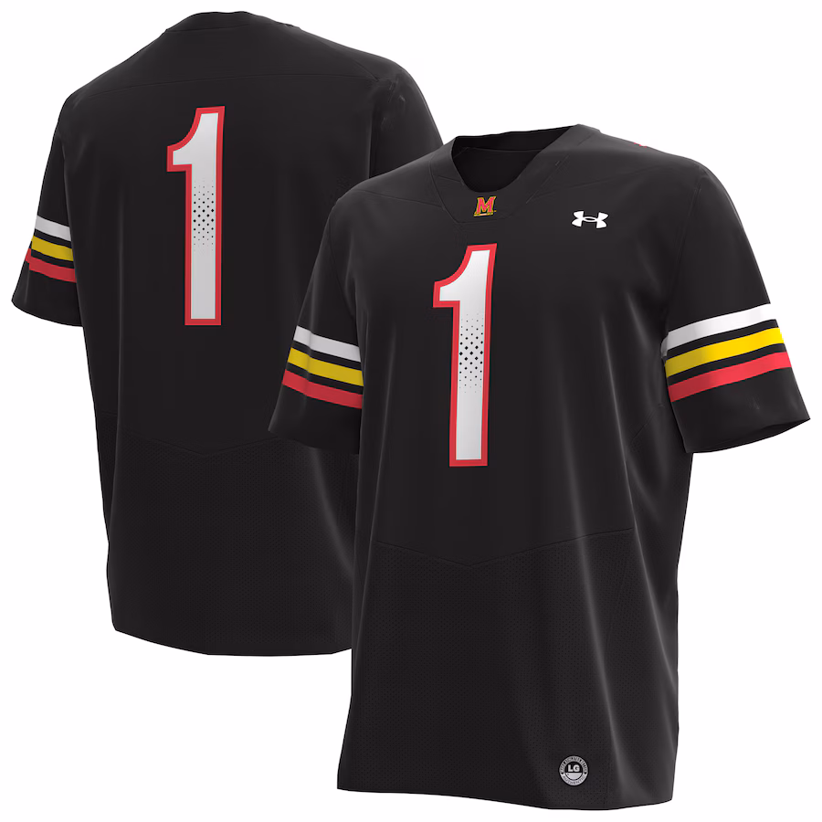 Men's Under Armour #1 Black Maryland Terrapins Replica Football Jersey - Puhuasuan