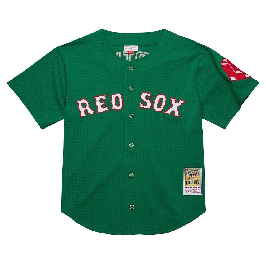 Men's Boston Red Sox David Ortiz Mitchell & Ness Kelly Green Cooperstown Collection Mesh Batting Practice Jersey - Puhuasuan