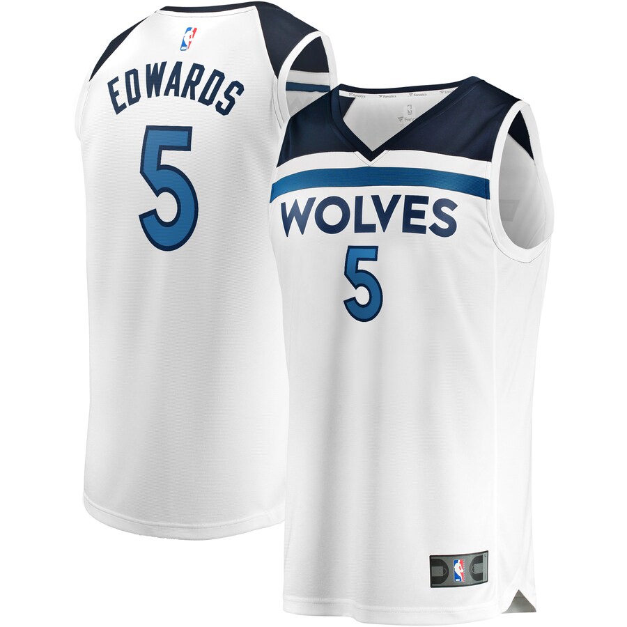 Men's Minnesota Timberwolves Anthony Edwards Fanatics White Fast Break Replica Player Jersey - Association Edition - Puhuasuan