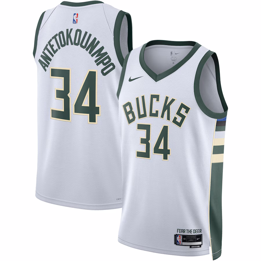 Unisex Milwaukee Bucks Giannis Antetokounmpo Nike White Swingman Jersey - Association Edition - Puhuasuan