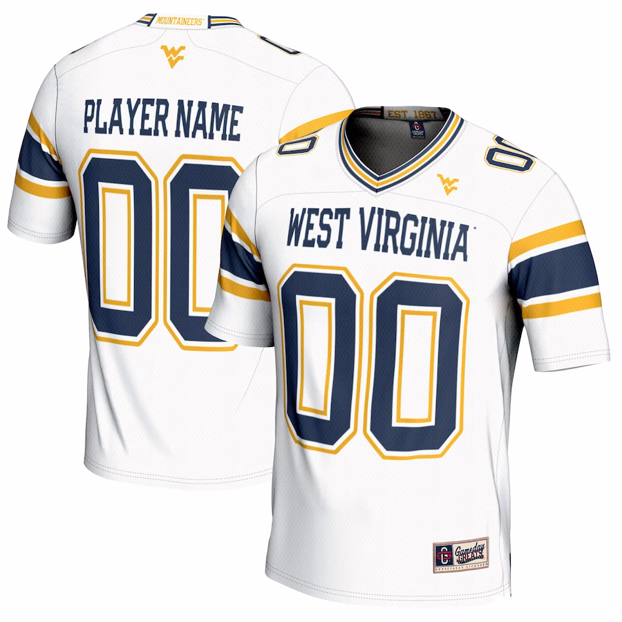 West Virginia Mountaineers GameDay Greats NIL Pick-A-Player Football Jersey - White - Puhuasuan