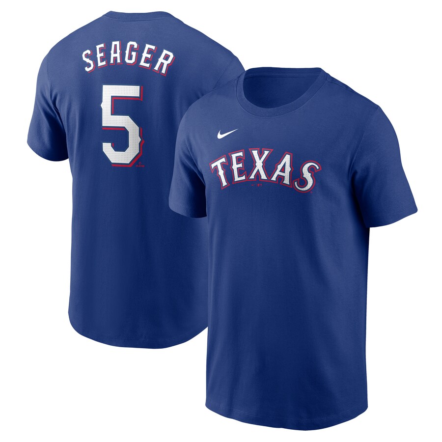 Men's Texas Rangers Corey Seager Nike Royal Fuse Name & Number T-Shirt - Puhuasuan