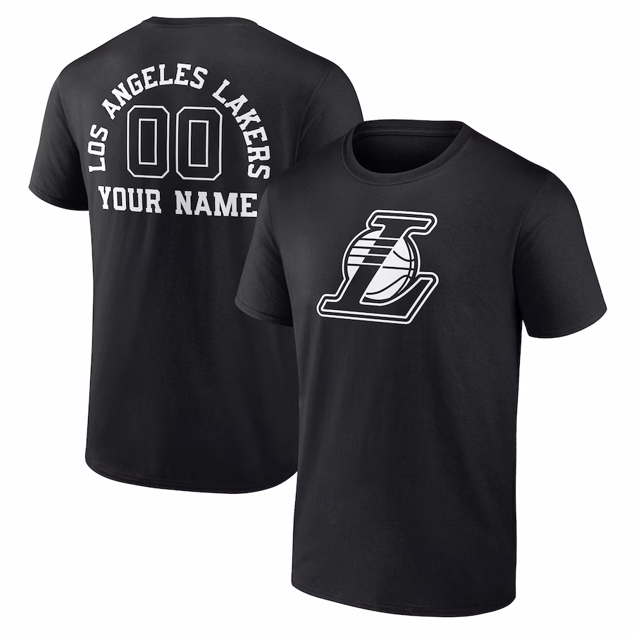 Men's Los Angeles Lakers Black Personalized Name & Number Monochrome T-Shirt - Puhuasuan