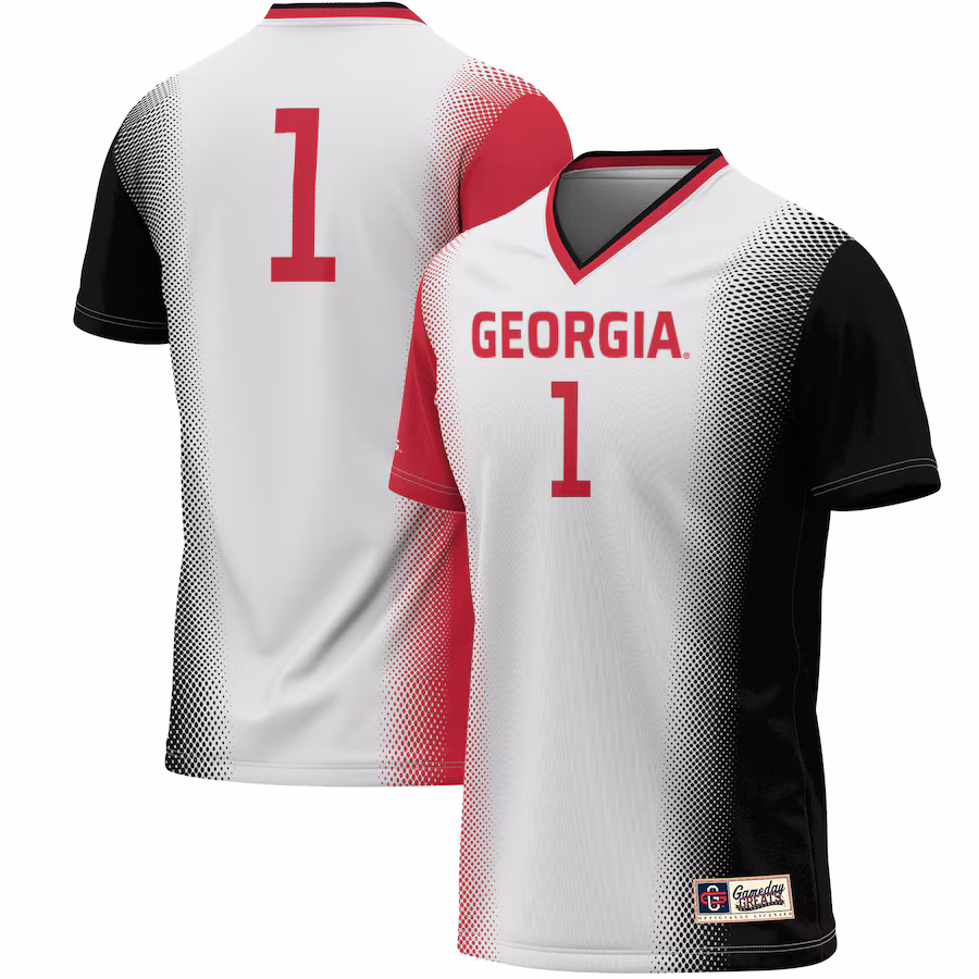 #1 Georgia Bulldogs GameDay Greats Unisex Women's Soccer Lightweight Fashion Jersey - White - Puhuasuan