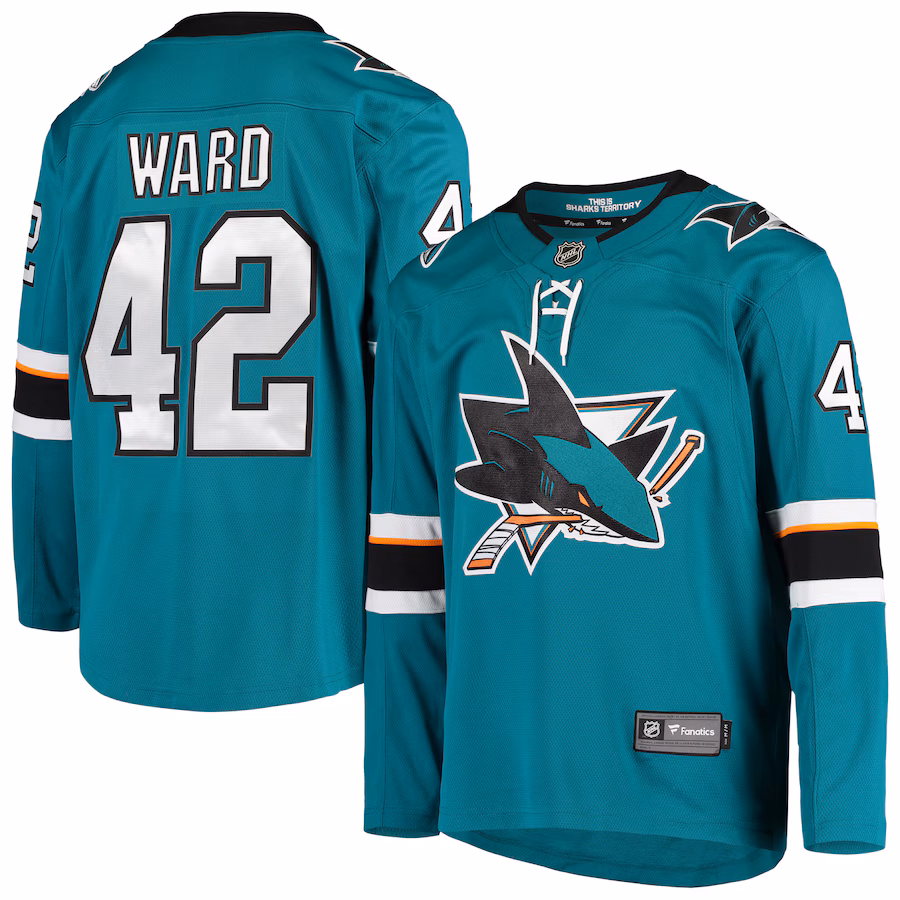 Men's San Jose Sharks Joel Ward Fanatics Teal Breakaway Home Player Jersey - Puhuasuan