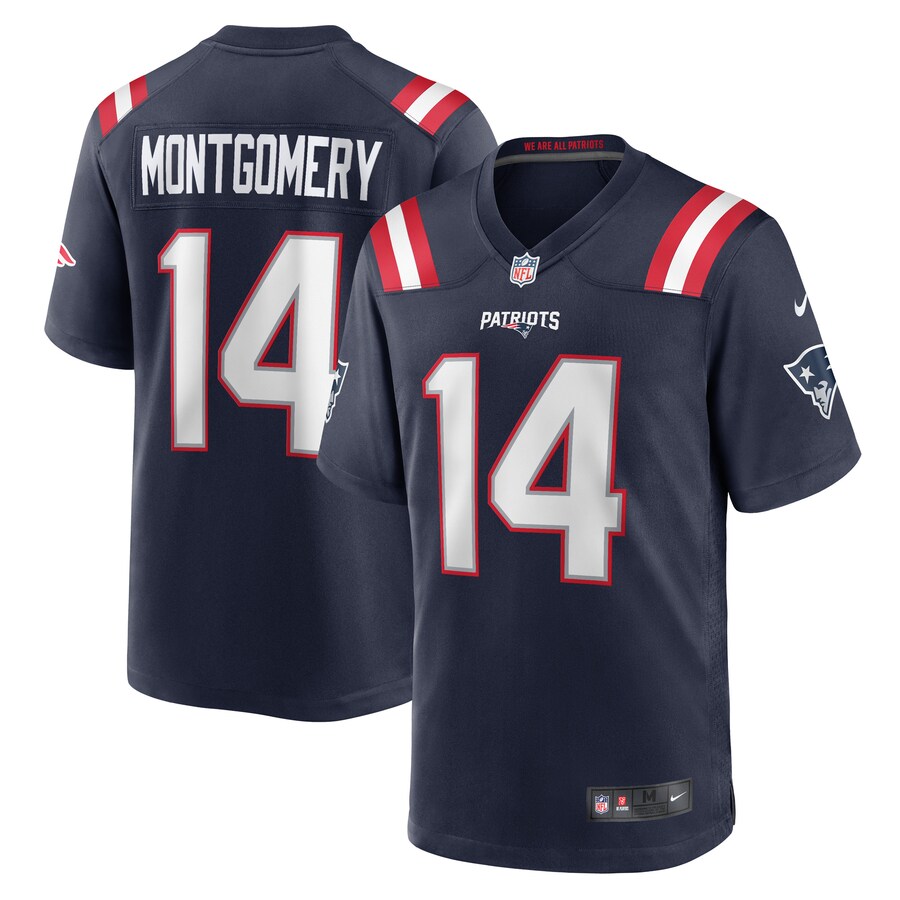 Men's New England Patriots Ty Montgomery Nike Navy Player Game Jersey - Puhuasuan