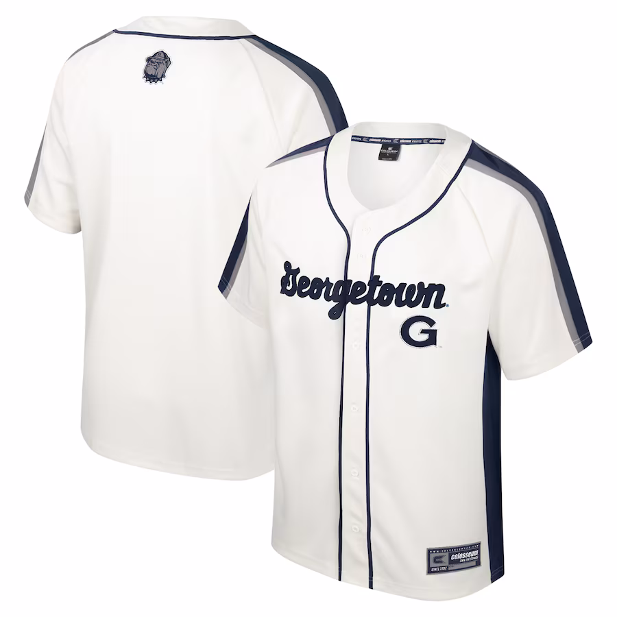 Men's Colosseum Cream Georgetown Hoyas Ruth Button-Up Baseball Jersey - Puhuasuan