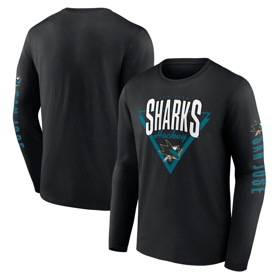Men's San Jose Sharks Fanatics Black Headline Long Sleeve T-Shirt - Puhuasuan