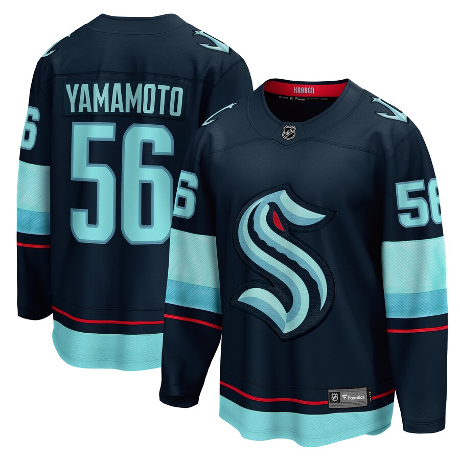 Men's Seattle Kraken Kailer Yamamoto Fanatics Branded Deep Sea Blue Home Breakaway Player Jersey - Puhuasuan
