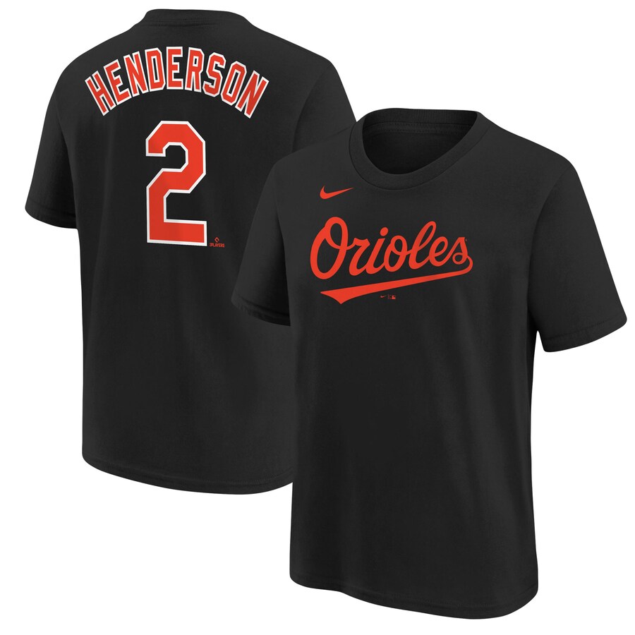 Youth Baltimore Orioles Gunnar Henderson Nike Black Name & Number T-Shirt - Puhuasuan