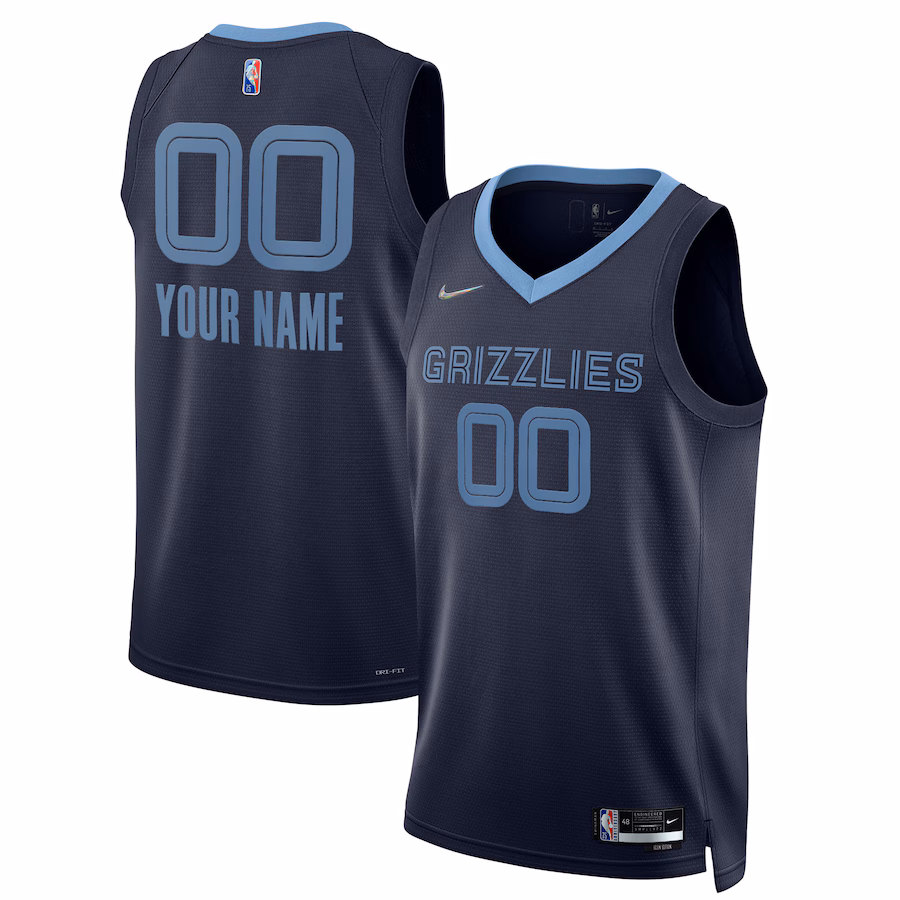 Men's Memphis Grizzlies Nike Navy 2021/22 Diamond Swingman Custom Jersey - Icon Edition - Puhuasuan