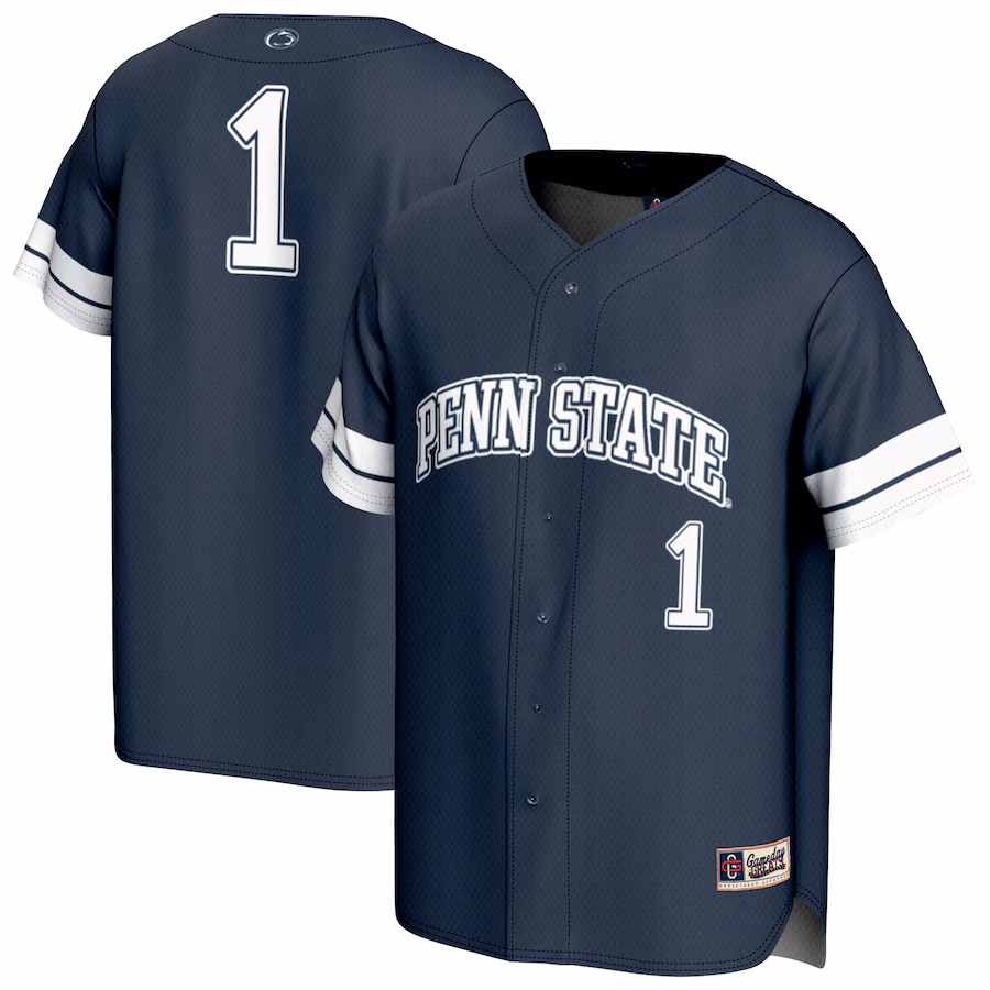Unisex GameDay Greats #1 Navy Penn State Nittany Lions Lightweight Collegiate Baseball Fashion Jersey - Puhuasuan