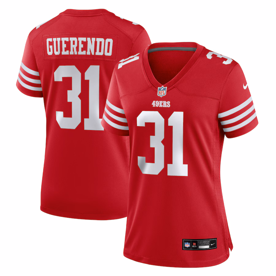 Women's San Francisco 49ers Isaac Guerendo Nike Scarlet Game Jersey - Puhuasuan