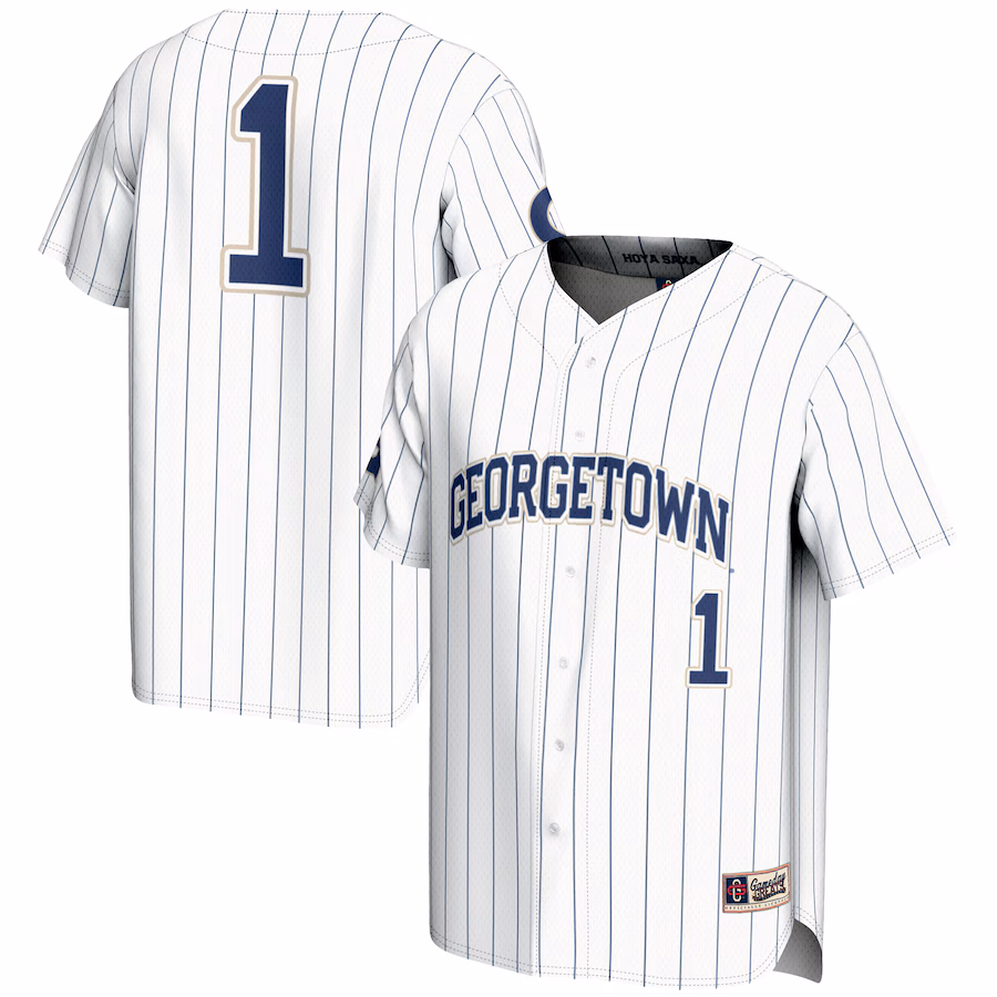 Youth GameDay Greats #1 White Georgetown Hoyas Lightweight Baseball Fashion Jersey - Puhuasuan