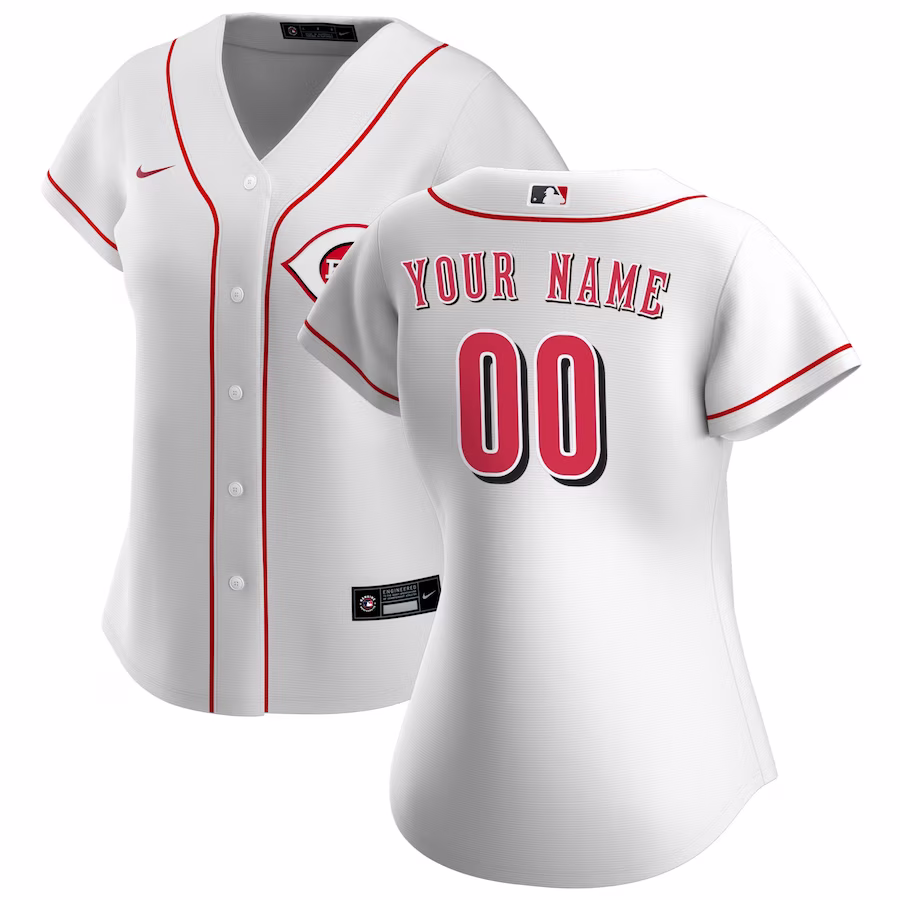 Women's Cincinnati Reds Nike White Home Replica Custom Jersey - Puhuasuan