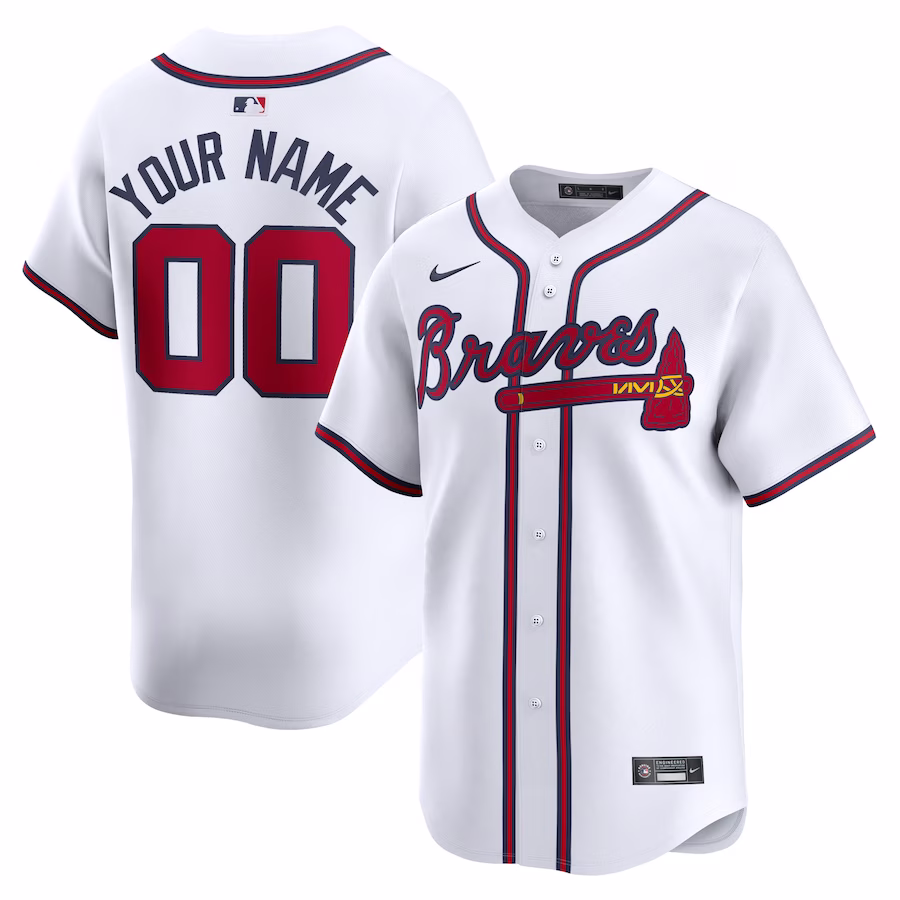 Youth Atlanta Braves Nike White Home Limited Custom Jersey - Puhuasuan