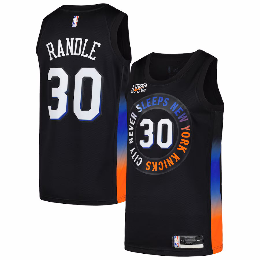 Men's New York Knicks Julius Randle Nike Black Swingman Player Jersey - City Edition - Puhuasuan