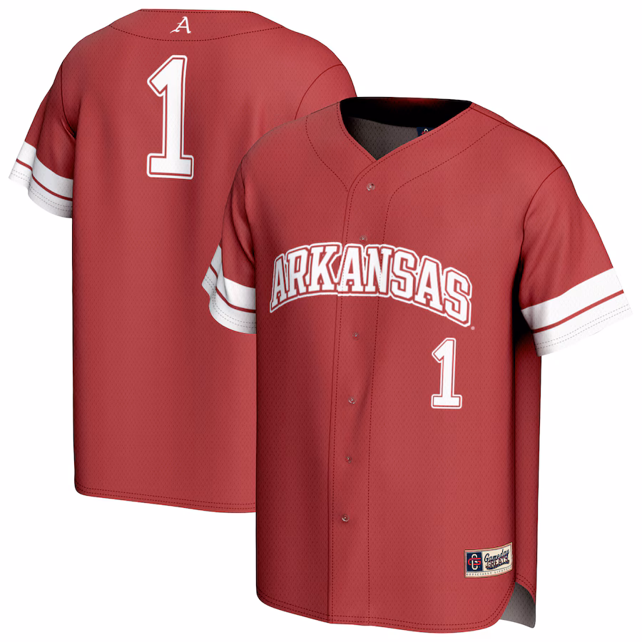 Youth GameDay Greats #1 Cardinal Arkansas Razorbacks Lightweight Collegiate Baseball Fashion Jersey - Puhuasuan