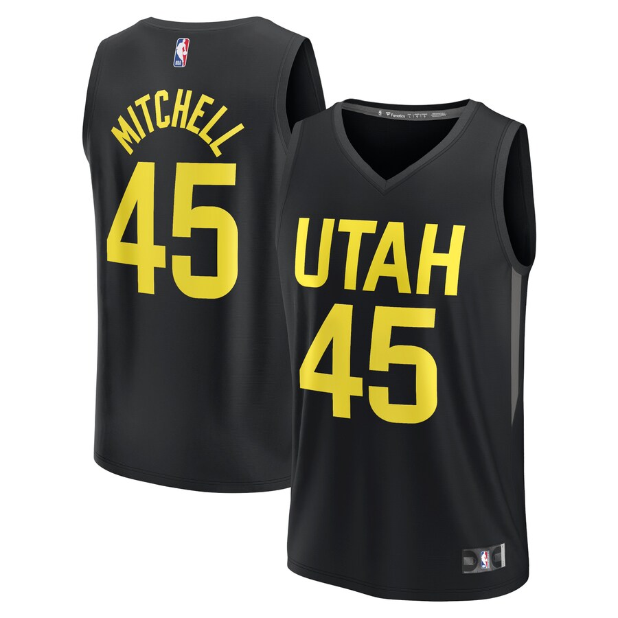 Men's Utah Jazz Donovan Mitchell Fanatics Black Fast Break Replica Player Jersey - Statement Edition - Puhuasuan