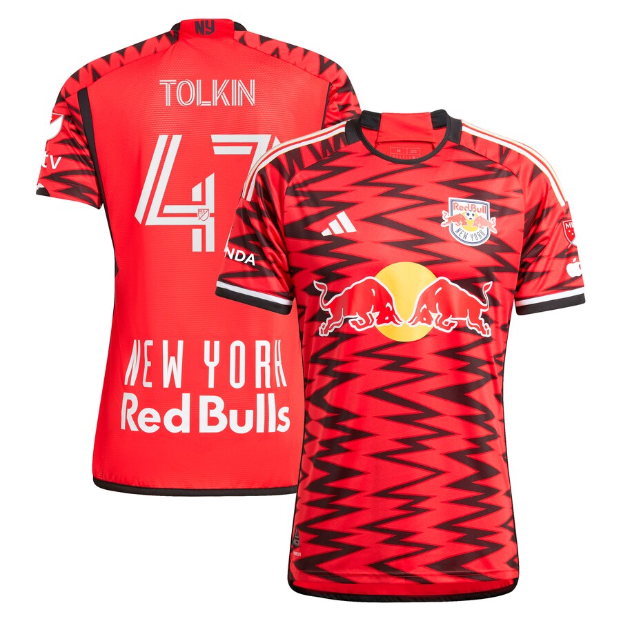 Men's New York Red Bulls John Tolkin adidas Red 2024 Legacy Authentic Player Jersey - Puhuasuan