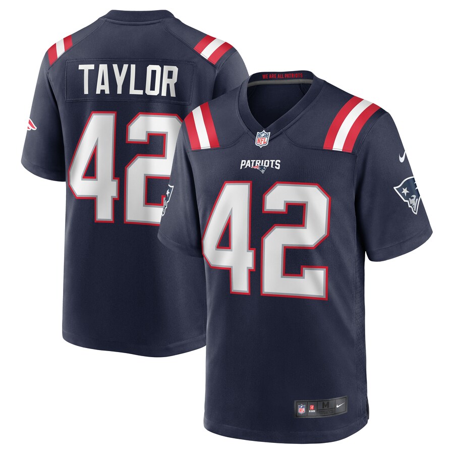 Men's New England Patriots J.J. Taylor Nike Navy Team Game Jersey - Puhuasuan