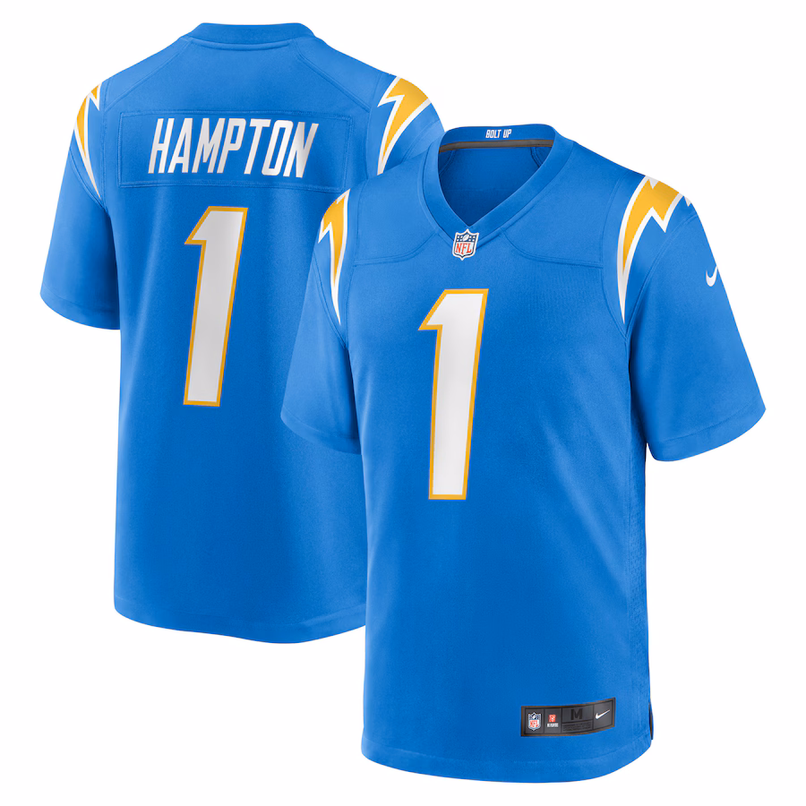 Men's Los Angeles Chargers Omarion Hampton Nike Powder Blue 2025 NFL Draft First Round Pick Game Jersey - Puhuasuan