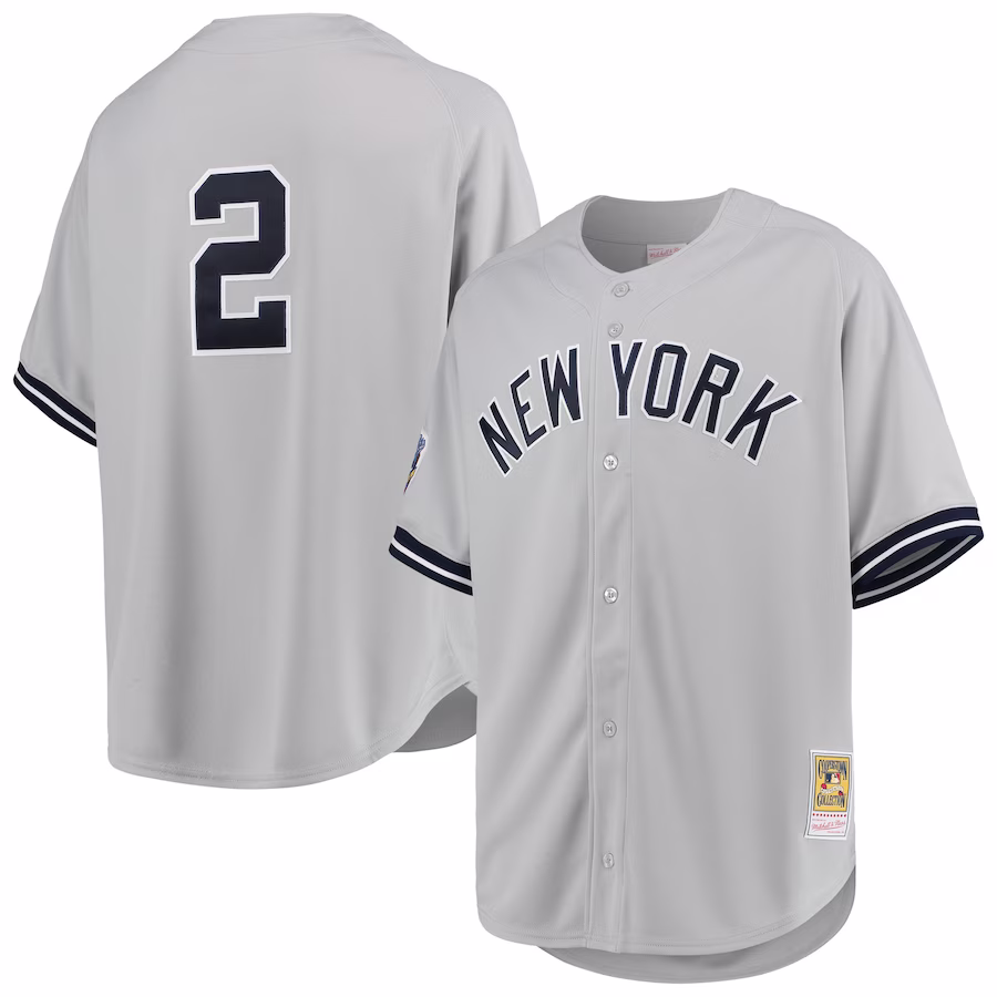 Men's New York Yankees Derek Jeter Mitchell & Ness Gray 1998 Cooperstown Collection Road Authentic Jersey - Puhuasuan