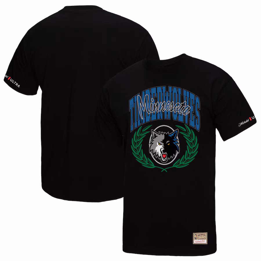 Men's Minnesota Timberwolves Mitchell & Ness Black NBA x Michelob Ultra Rewind II T-Shirt - Puhuasuan