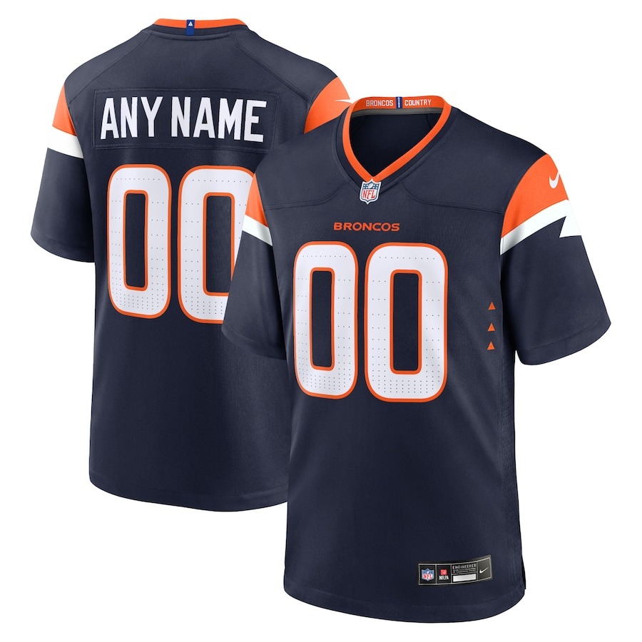 Men's Denver Broncos  Nike Navy Alternate Mile High Collection Custom Game Jersey - Puhuasuan