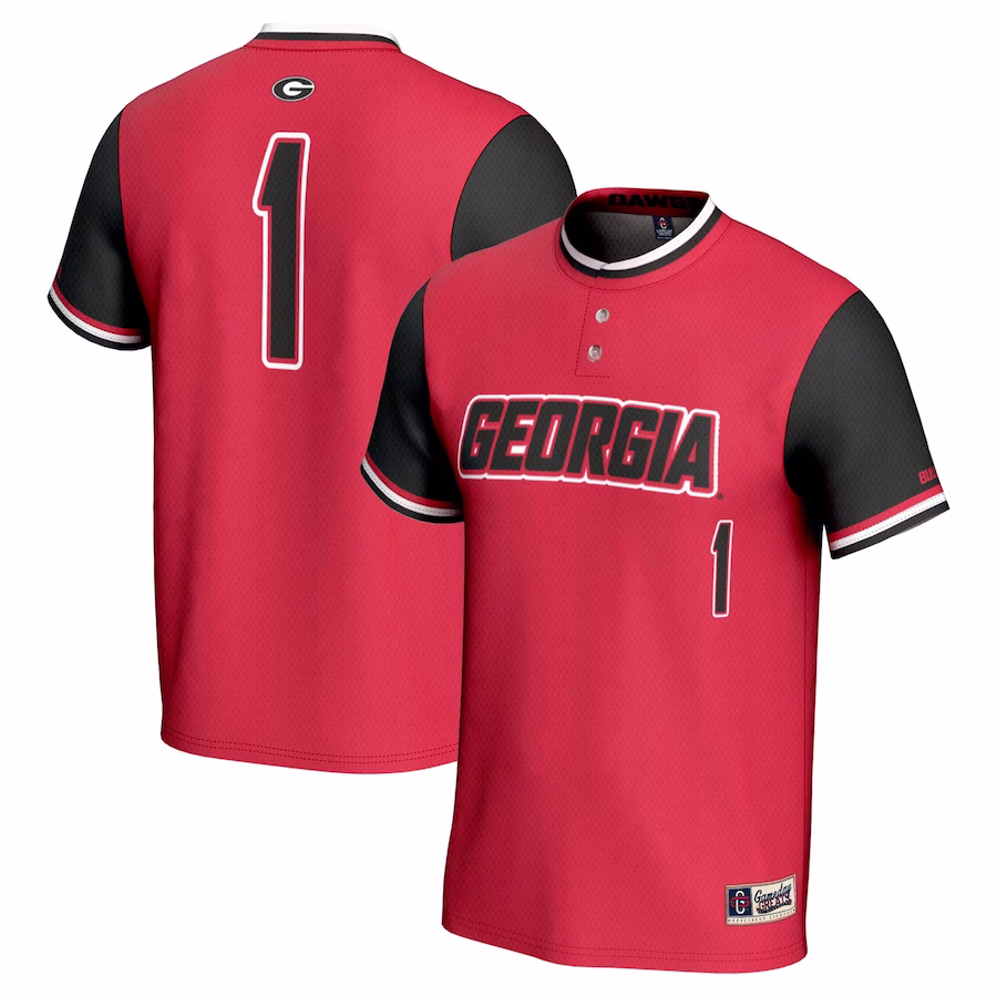 #1 Georgia Bulldogs GameDay Greats Unisex Lightweight Softball Jersey - Red - Puhuasuan