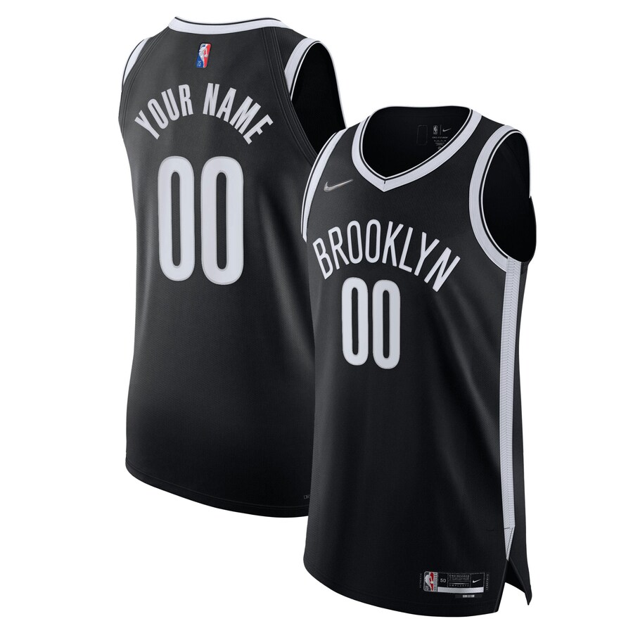 Men's Brooklyn Nets Nike Black 2021/22 Diamond Authentic Custom Jersey - Icon Edition - Puhuasuan