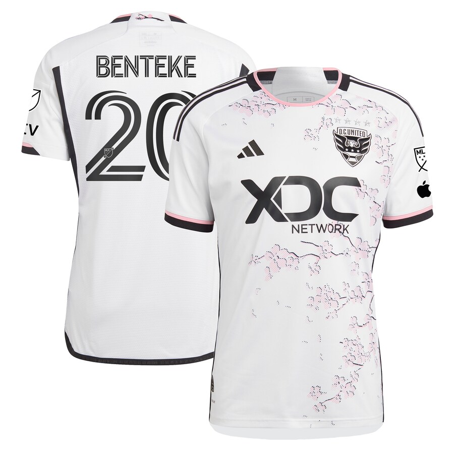 Men's D.C. United Christian Benteke adidas White 2023 The Cherry Blossom Kit Authentic Player Jersey - Puhuasuan