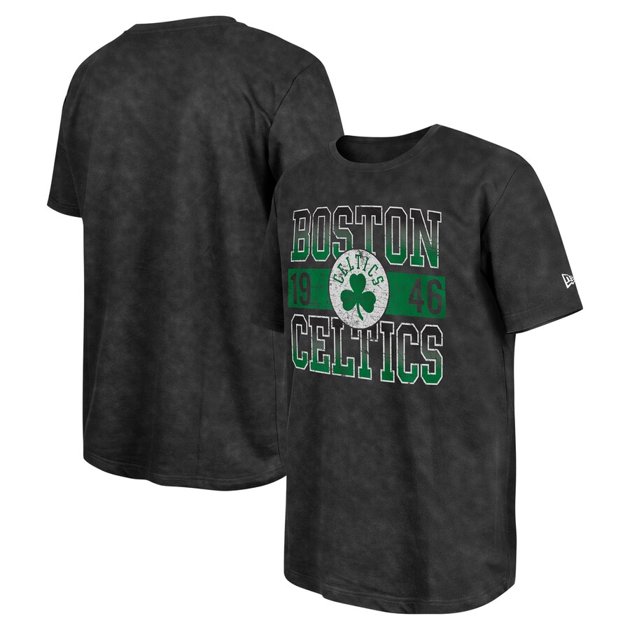 Men's Boston Celtics New Era Black Enzyme Washed Oversized T-Shirt - Puhuasuan