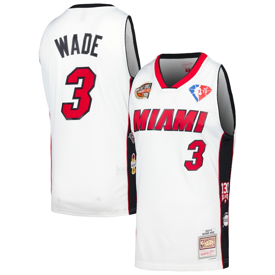 Unisex Miami Heat Dwyane Wade Mitchell & Ness White Hall of Fame Class of 2023 Throwback Swingman Jersey - Puhuasuan