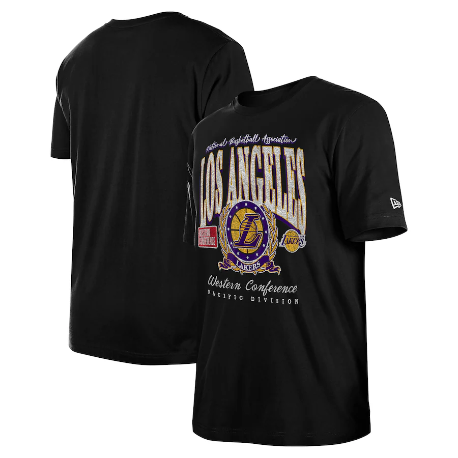 Unisex Los Angeles Lakers  New Era Black Oversized Essentials Boxy T-Shirt - Puhuasuan