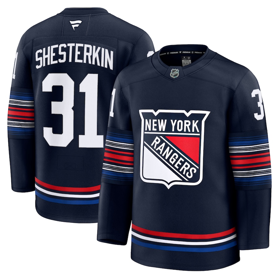 Men's New York Rangers Igor Shesterkin Fanatics Navy Alternate Premium Jersey - Puhuasuan
