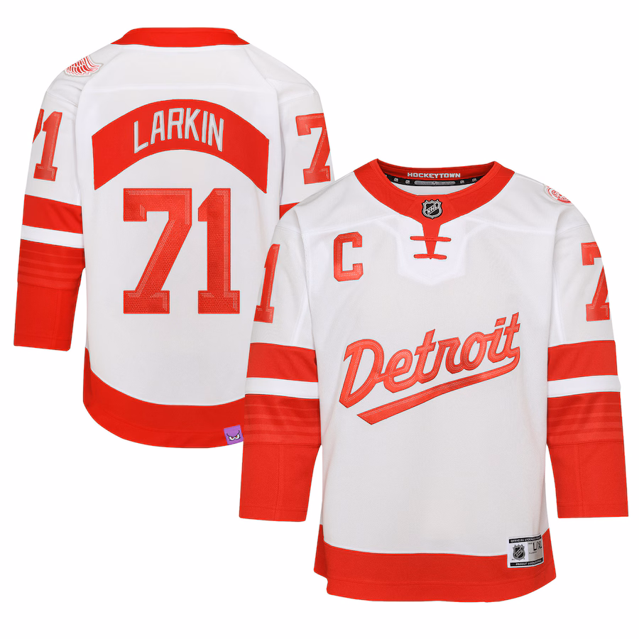 Youth Detroit Red Wings Dylan Larkin White 2025 NHL Stadium Series Premier Player Jersey - Puhuasuan