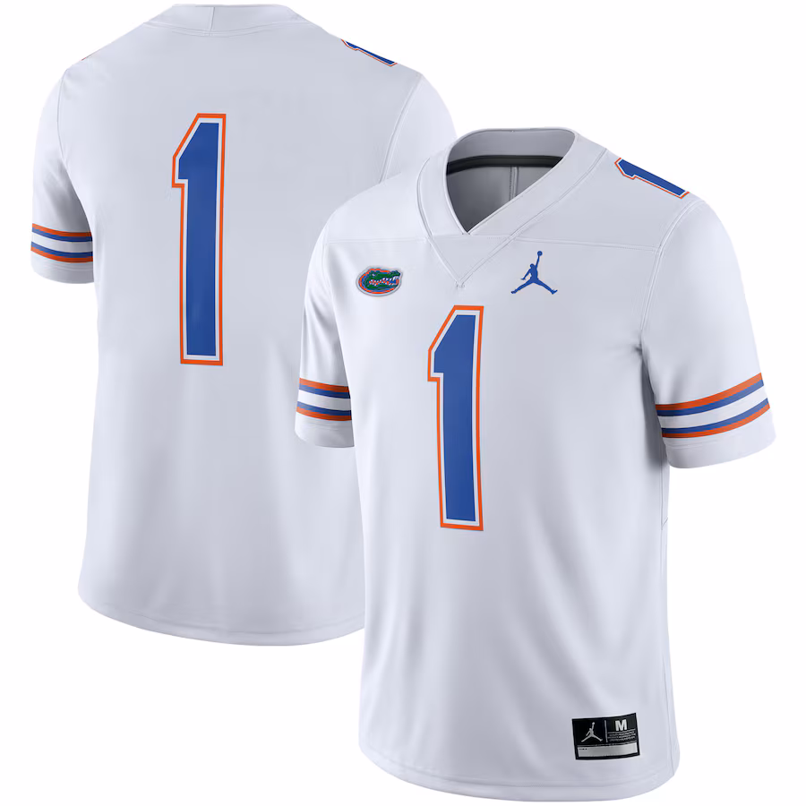 Men's Jordan Brand #1 White Florida Gators Game Jersey - Puhuasuan