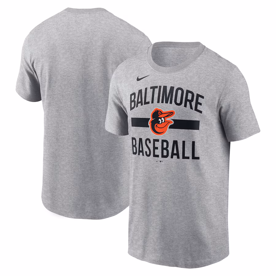 Men's Baltimore Orioles Nike Heather Gray Arched T-Shirt - Puhuasuan