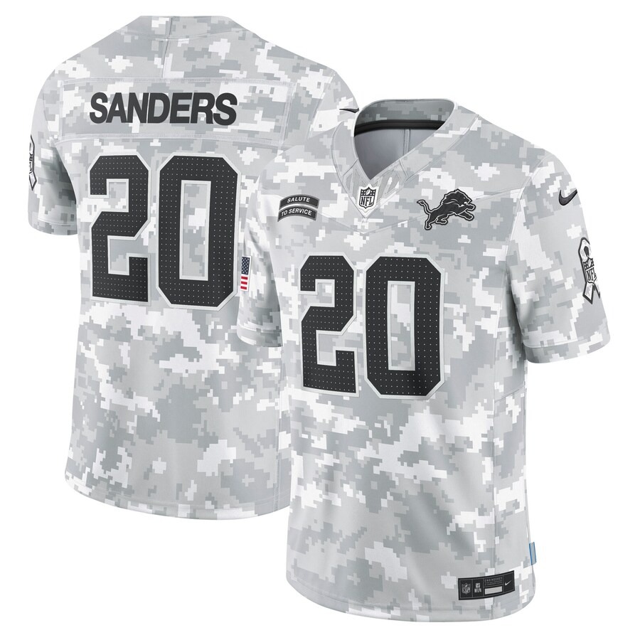 Men's Detroit Lions Barry Sanders Nike Arctic Camo 2024 Salute to Service Retired Player Limited Jersey - Puhuasuan