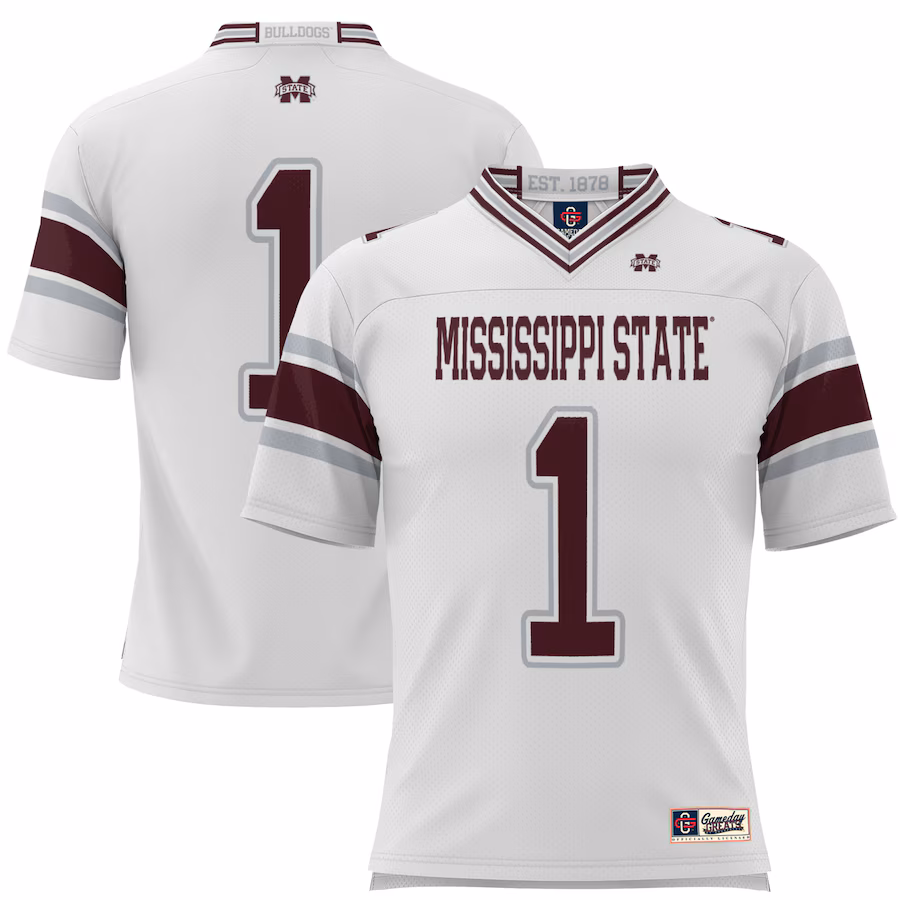 #1 Mississippi State Bulldogs GameDay Greats Youth Football Jersey - White - Puhuasuan
