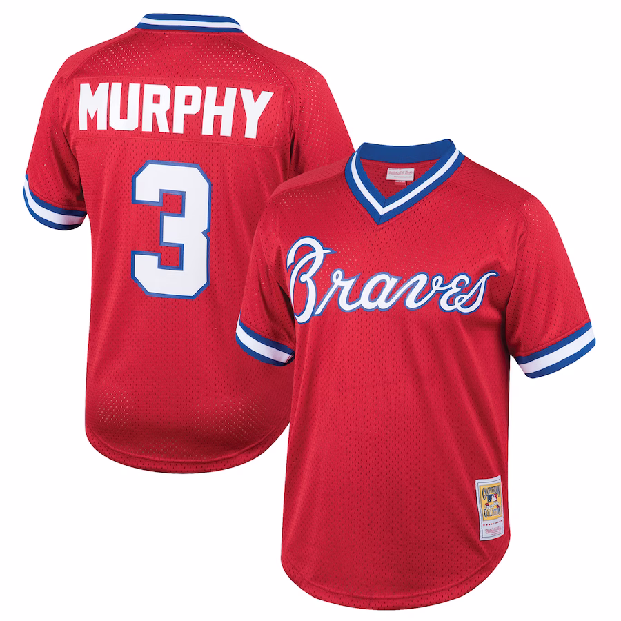 Youth Atlanta Braves Dale Murphy Mitchell & Ness Red Cooperstown Collection Mesh Batting Practice Jersey - Puhuasuan