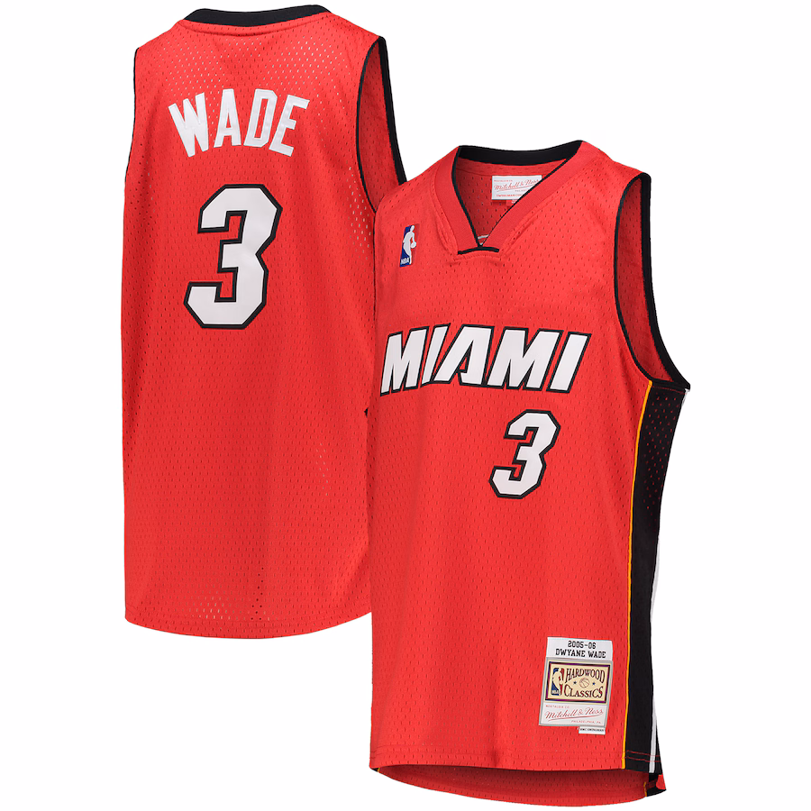 Youth Miami Heat Dwyane Wade Mitchell & Ness Red 2005/06 Hardwood Classics Swingman Jersey - Puhuasuan