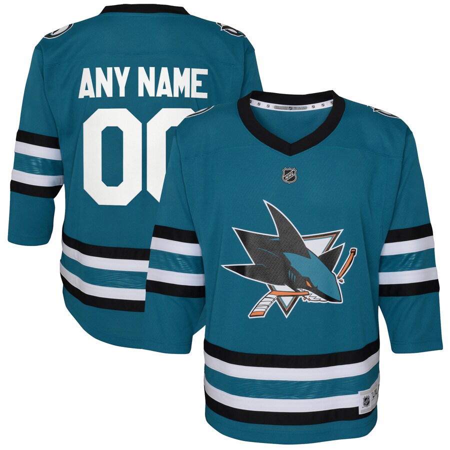 Youth San Jose Sharks Teal Home Replica Custom Jersey - Puhuasuan