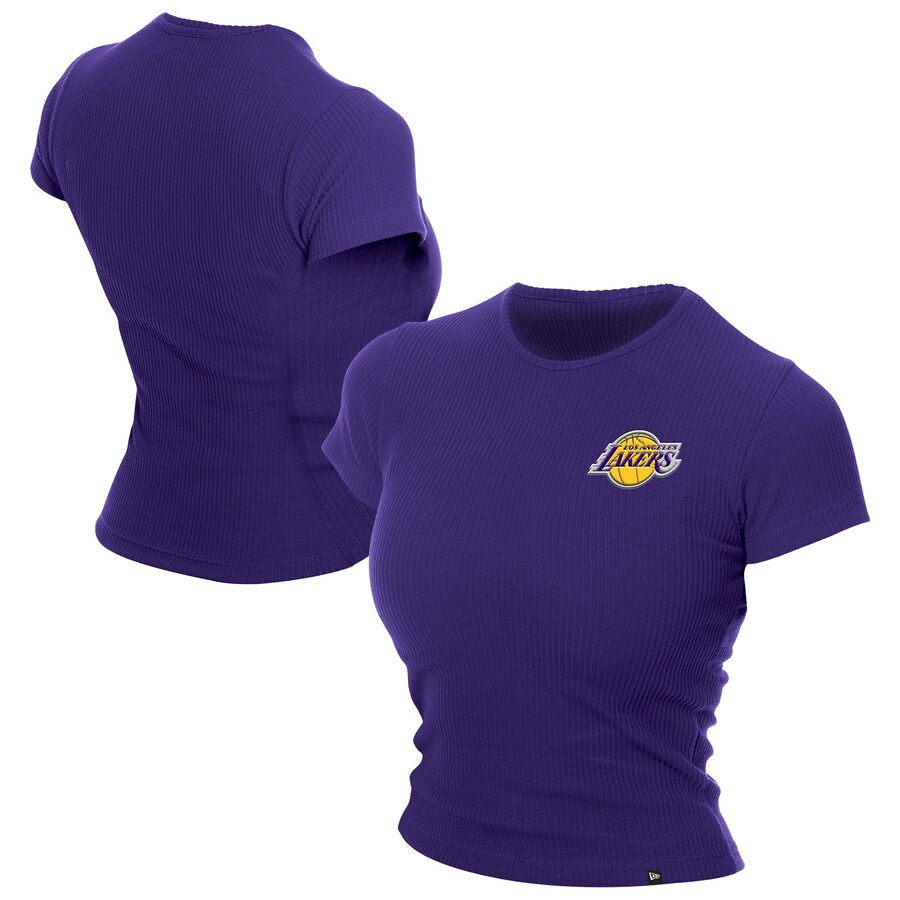 Women's Los Angeles Lakers  New Era Purple Leisure Collection Baby Doll Cropped T-Shirt - Puhuasuan